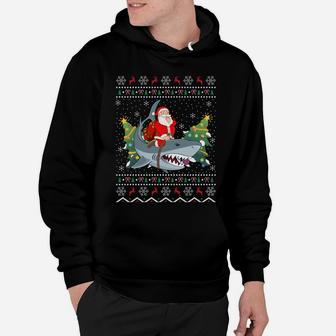 Ugly Shark Xmas Gift Funny Santa Riding Shark Christmas Sweatshirt Hoodie | Crazezy DE