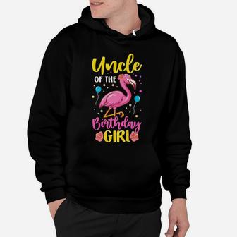 Uncle Of The Birthday Girl Flamingo Party Family Hoodie | Crazezy