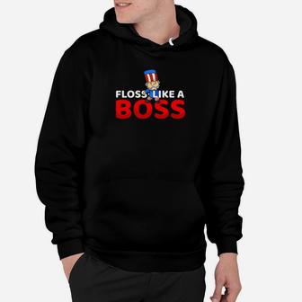 Uncle Sam Floss Like A Boss Flossing 4th Of July Hoodie - Thegiftio UK