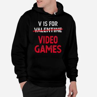 V Is For Video Games Valentine Red For Gamer Couple Hoodie - Monsterry AU