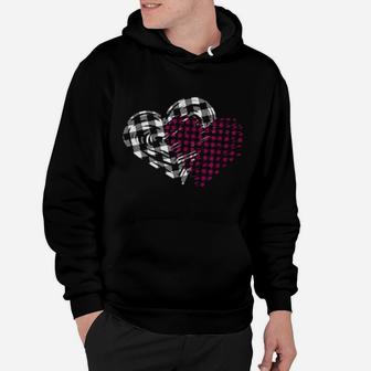 Valentines Day Buffalo Plaid Love Hearts Hoodie - Monsterry