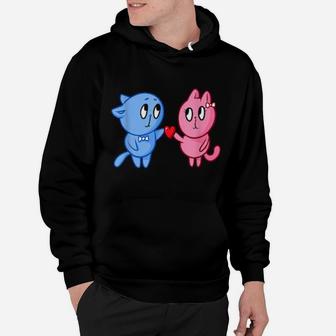 Valentines Day For Him Or Her With Cats And Heart Hoodie - Monsterry DE