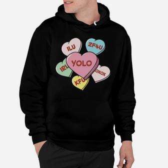 Valentine's Day Hearts Sweets With Texting Acronyms Hoodie - Monsterry CA