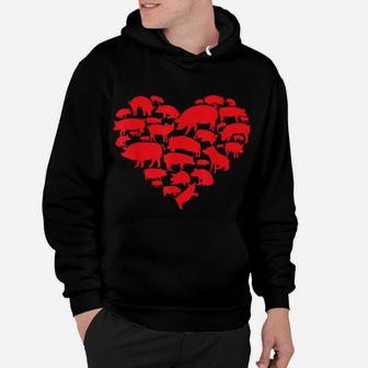 Valentines Day I Love Pigs Farm Animal Pig Lover Gifts Hoodie | Crazezy UK