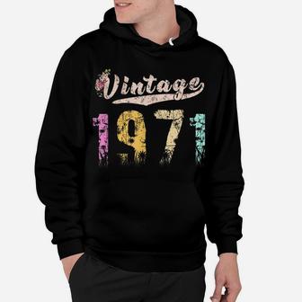 Vintage 1971 Floral Birthday For Women Girls Gifts Hoodie | Crazezy