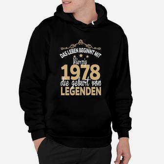 Vintage 1978 Geburtstags-Hoodie, Leben Beginnt Design - Seseable