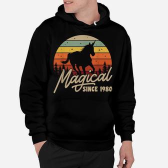 Vintage 40Th Birthday Gift Magical Since 1980 Bday Party Hoodie | Crazezy