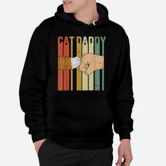 Vintage Cat Daddy Fist Bump Funny Cat Dad Mens Fathers Day Hoodie | Crazezy AU