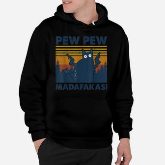 Vintage Cats Pew Pew Madafakas Funny Crazy Cat Lovers Gifts Hoodie | Crazezy