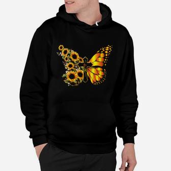 Vintage Faith Cross Sunflower Butterfly Christian Hoodie - Monsterry