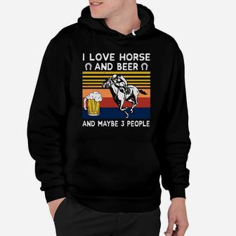 Vintage I Love Horse And Beer And Maybe 3 People Hoodie - Seseable