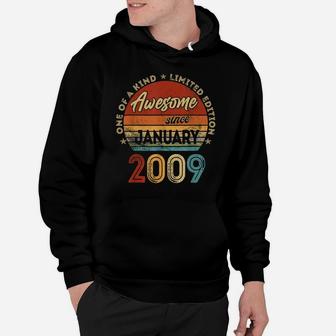 Vintage January 2009 Retro 13 Year Old 13Th Birthday Gift Hoodie | Crazezy AU