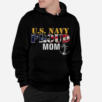 Vintage Navy Proud Mom With US American Flag Gift Hoodie | Crazezy DE