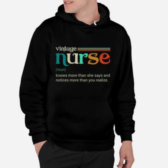 Vintage Nurse Noun Definition Knows More Than She Says Funny Sweatshirt Hoodie | Crazezy DE