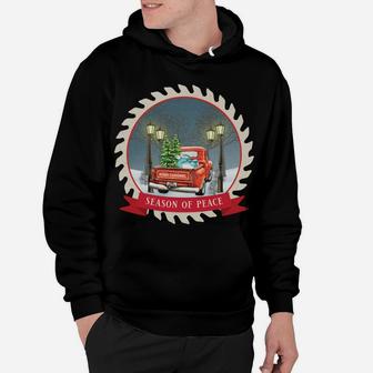 Vintage Old Red Truck Christmas Apparel Season Of Peace Hoodie | Crazezy