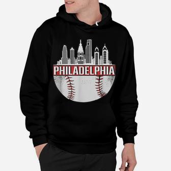 Vintage Philadelphia Baseball Skyline Retro Philly Cityscape Hoodie | Crazezy