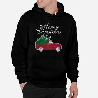 Vintage Red Truck Merry Christmas Tree Pajamas Pj Sweatshirt Hoodie | Crazezy DE