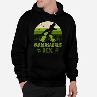 Vintage Retro 2 Kids Mamasaurus Dinosaur Lover Gift Sweatshirt Hoodie | Crazezy