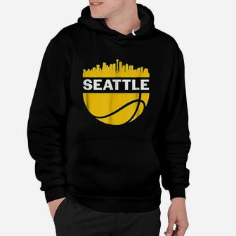 Vintage Seattle Washington Cityscape Basketball Hoodie | Crazezy AU