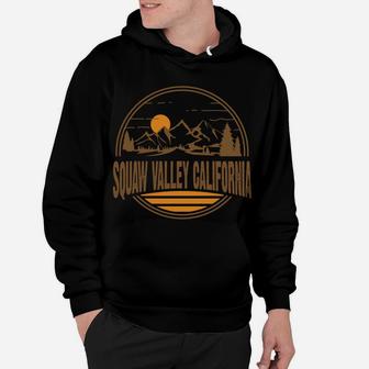 Vintage Squaw Valley California Mountain Hiking Print Sweatshirt Hoodie | Crazezy