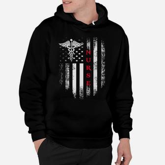 Vintage Usa Red White Nurse American Flag Cool Gift Hoodie | Crazezy DE