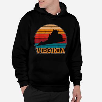 Virginia Retro Vintage Sunset Us State Virginia Silhouette Hoodie | Crazezy CA