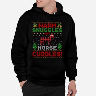 Warm Snuggles And Horse Cuddles Ugly Horse Christmas Sweatshirt Hoodie | Crazezy