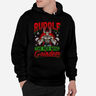 Weightlifting Xmas Sweatshirt Rudolf The Red Nose Gaindeer Hoodie | Crazezy