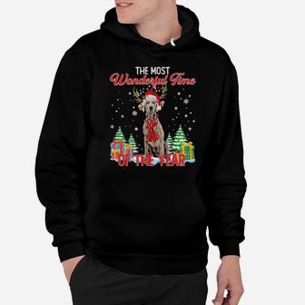 Weimaraner Santa The Most Wonderful Time Of The Year Hoodie - Monsterry