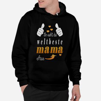 Weltbeste Mama Hoodie mit Daumen-Hoch & Herzchen, Personalisiertes Design - Seseable