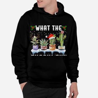What The Fucculent Funny Christmas Lights Cactus Deer Santa Hoodie | Crazezy