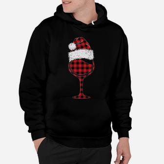 Wine Glasses Christmas Red Plaid Buffalo Funny Wine Lover Hoodie | Crazezy