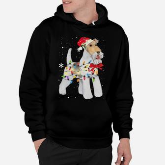 Wire Hair Fox Terrier Dog Christmas Light Xmas Mom Dad Gifts Sweatshirt Hoodie | Crazezy DE