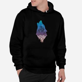Wolf Howling At Moon With Mountains Hoodie | Crazezy AU