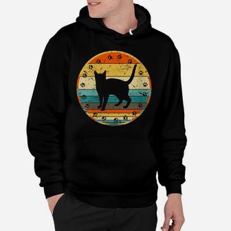 Womens Cat Lover Gift Retro Style Design Fun Vintage Black Cat Cats Hoodie | Crazezy