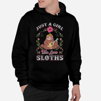 Womens Cute Colorful Pink Flower Sloths Lover Hoodie | Crazezy