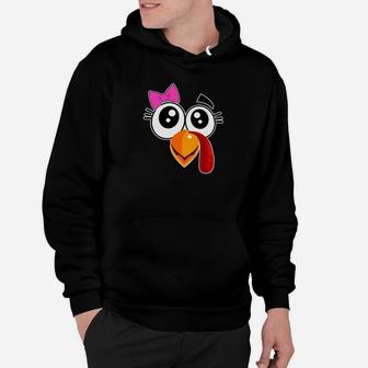 Womens Cute Turkey Face With A Pink Bow Hoodie - Thegiftio UK
