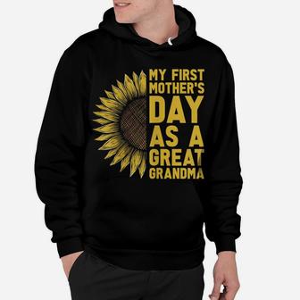 Womens Flower And My First Mother's Day As Great Grandma Hoodie | Crazezy DE