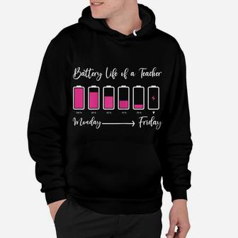 Womens Funny Battery Life Of A Teacher Shirt Back To School Hoodie | Crazezy