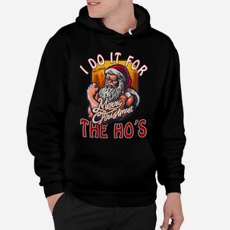 Womens Funny Christmas Dog Santa Hat I Do It For The Hos Gifts Idea Hoodie | Crazezy AU