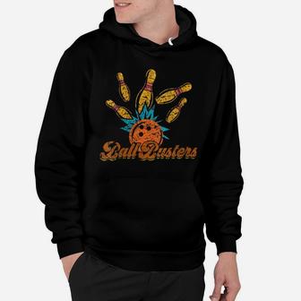 Womens Funny Retro Bowling Team Name Ball Busters League Night Hoodie | Crazezy
