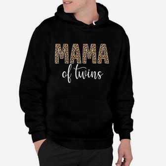 Womens Mama Of Twins Proud Mom Love Cheetah Print Cute Funny Gift Hoodie | Crazezy
