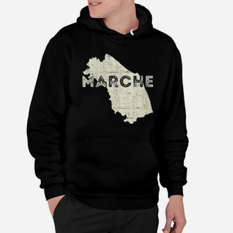 Womens Marches Map Word Art Distressed Marche Italy Souvenir Hoodie - Monsterry