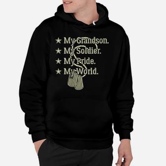 Womens My Grandson My Soldier Hero Military Proud Army Grandparent Hoodie | Crazezy