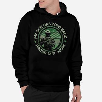 Womens My Son Has Your Back Proud Military Police Mom Thin Mp Line Hoodie | Crazezy