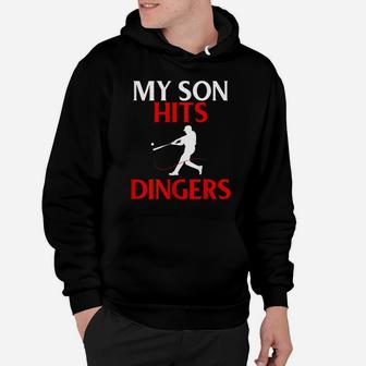 Womens My Son Hits Dingers Proud Mom Baseball Game Fans Funny Hoodie | Crazezy