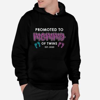 Womens Promoted To Mommy Of Twin Boy & Girl Proud New Mom Baby Hoodie | Crazezy DE