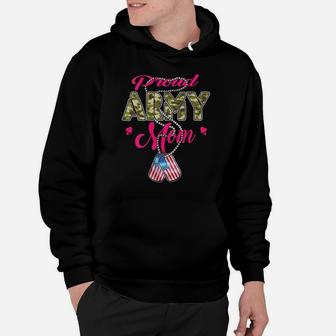 Womens Proud Army Mom Dog Tag Patriotic Military Mother Family Gift Hoodie | Crazezy UK