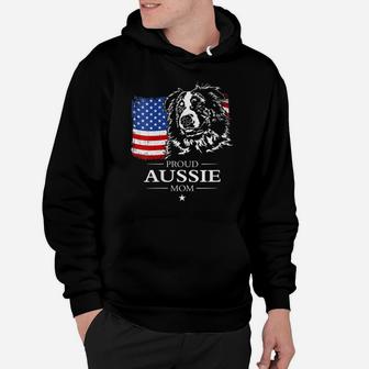 Womens Proud Aussie Shepherd Mom American Flag Patriotic Dog Gift Hoodie | Crazezy