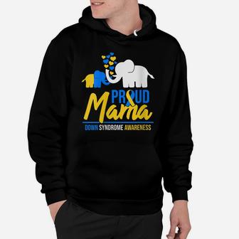 Womens Proud Mama Mom Down Syndrome Awareness Day Cute Elephant T21 Hoodie | Crazezy